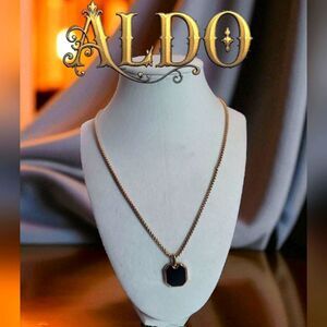 Aldo Gold Necklace with Black Pendant